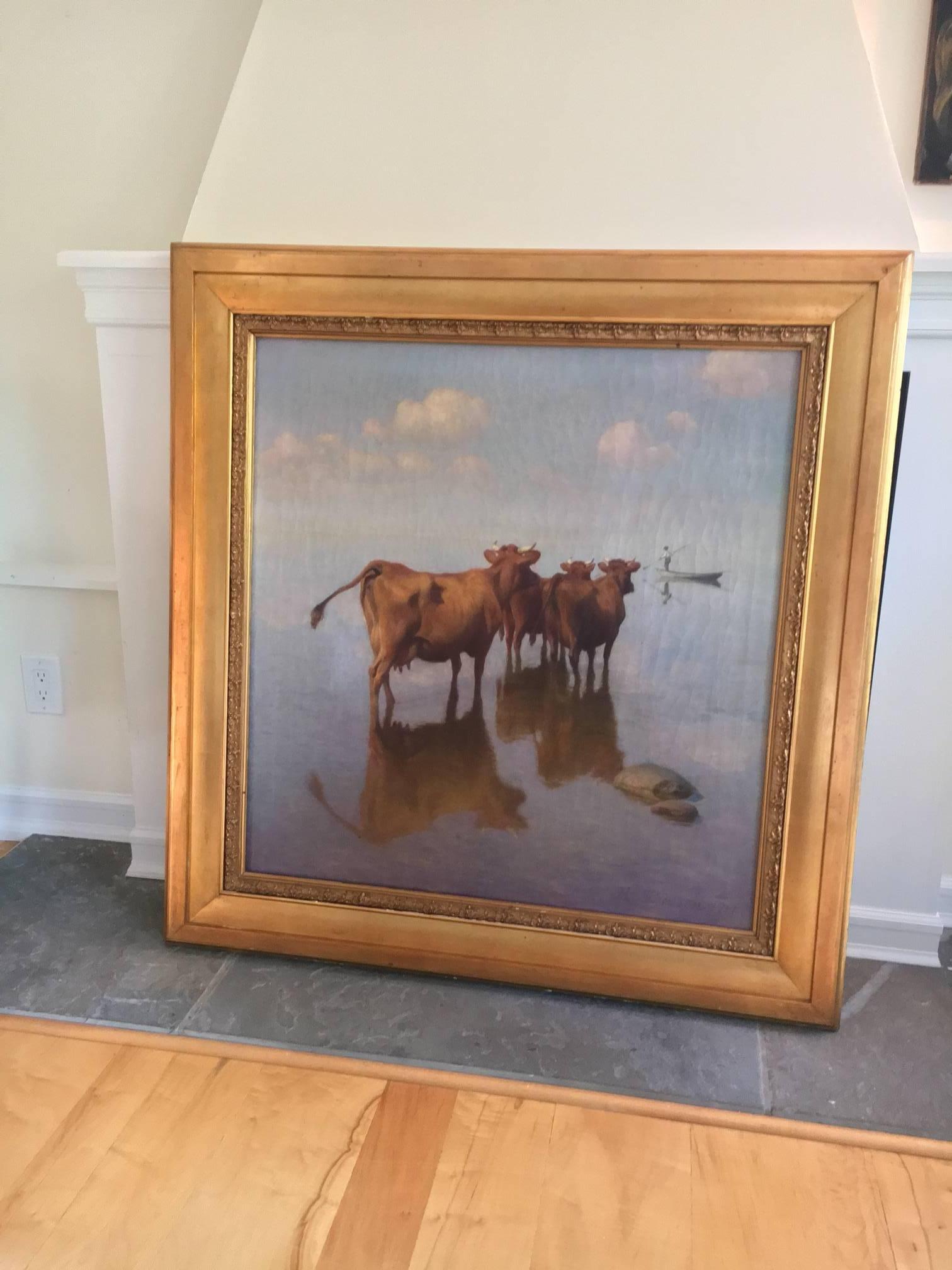 Cows and Fisherman Painting by Hans Brasen 2