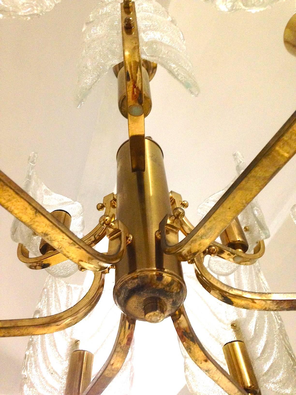 Carl Fagerlund chandelier by Orrefors with 9 Barovier & Toso Murano glass 1960 In Good Condition In Denia, ES
