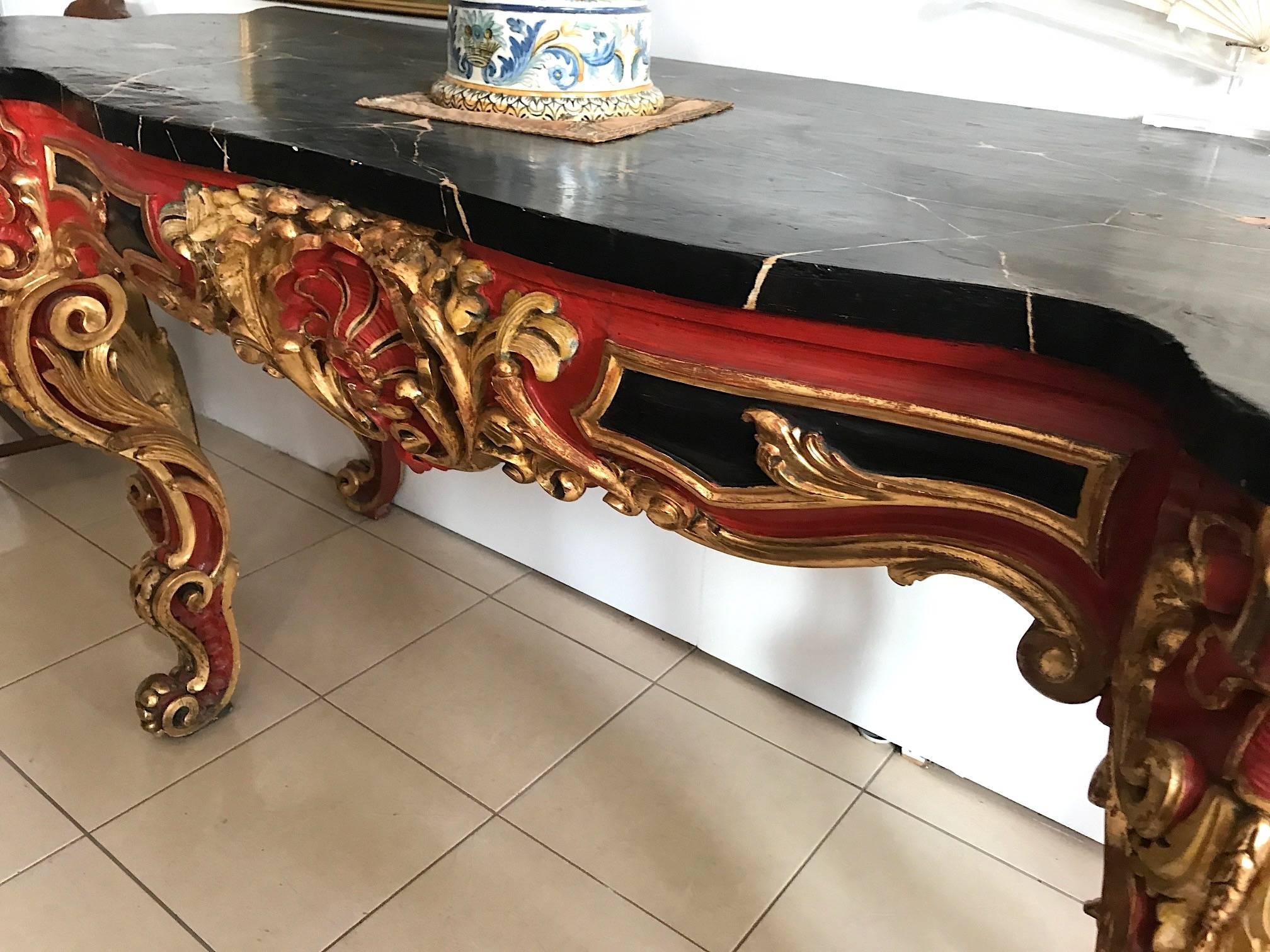  Console Rococo Baroque 19th. Century 250 cm In Fair Condition For Sale In Denia, ES