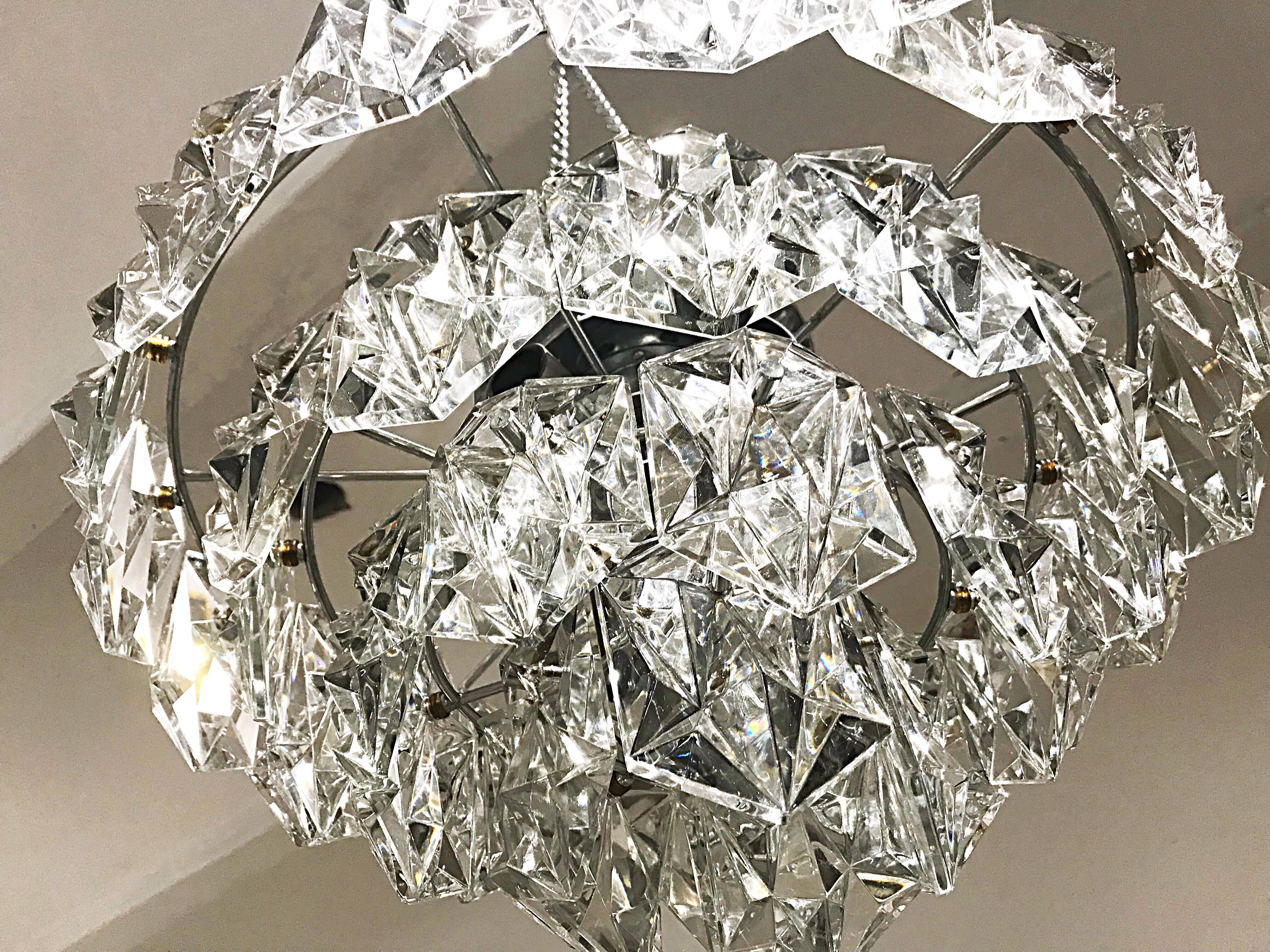 Mid-Century Modern kinkeldey midcentury chandelier glass Diamond design, 1960 For Sale