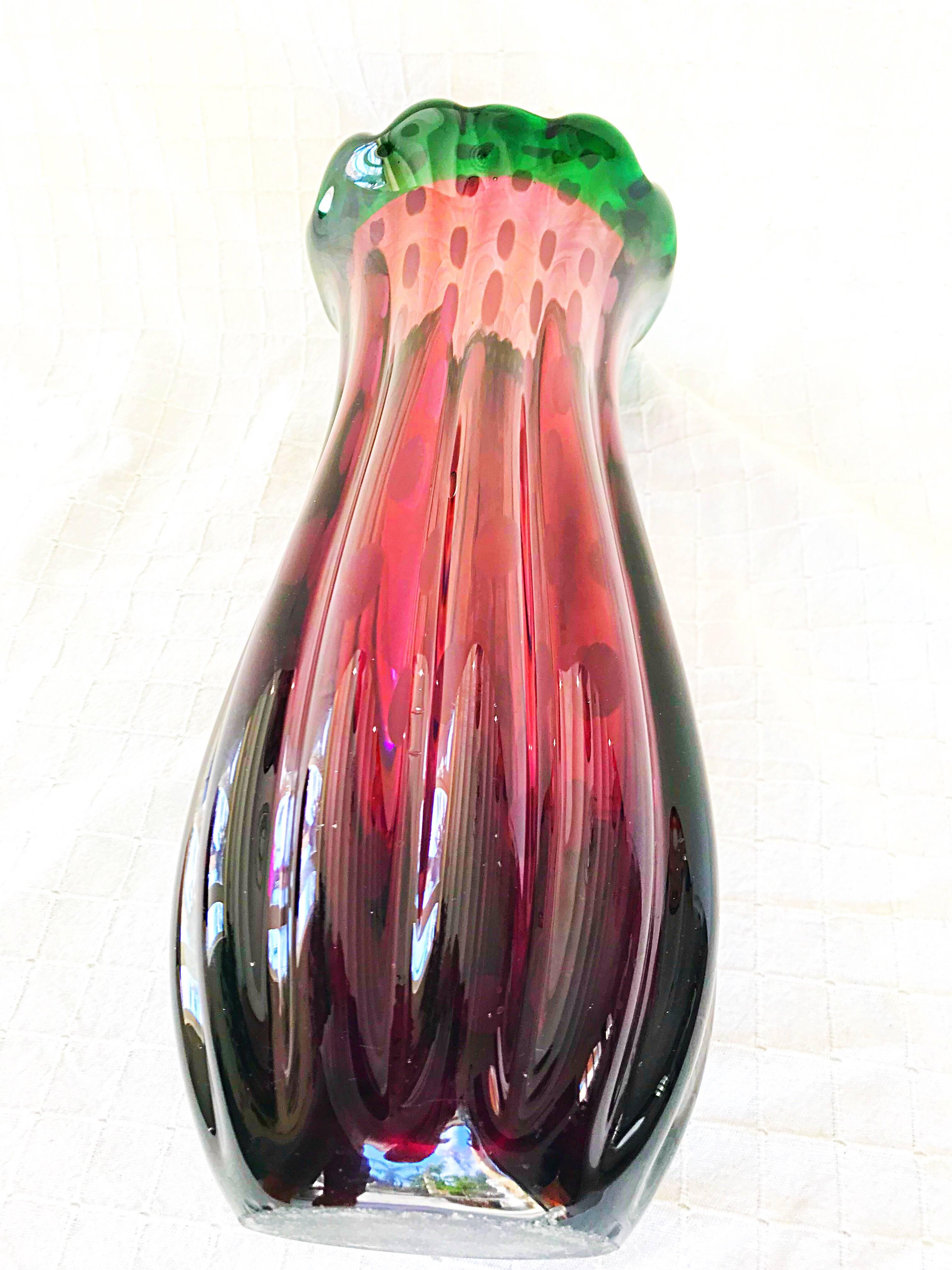 Vase Ercole Barovier Murano glass Italian 37 cm, 1950 In Good Condition For Sale In Denia, ES