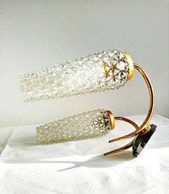 Arlus mid-century sconce glass pair gilt frame french, 1950