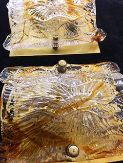 Mazzega mid-century murano sconce glass handblown pair italian , 1960