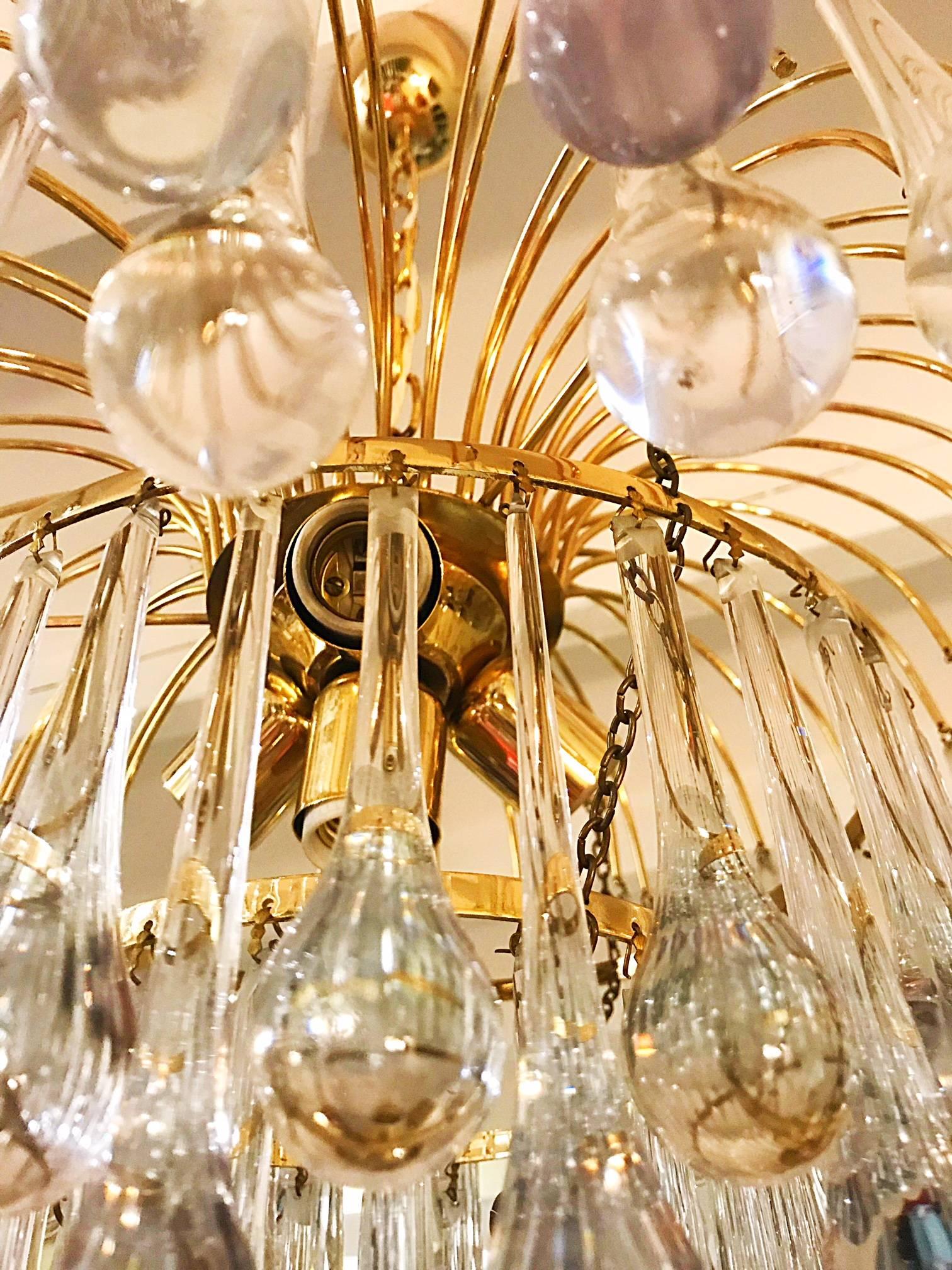 Late 20th Century Paolo Venini mid-century chandelier murano glass 4 level Drops italian , 1979