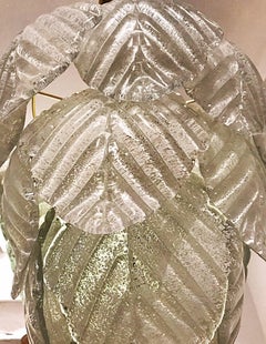 Mazzega mid-century Murano chandelier glass ice frost italian , 1960