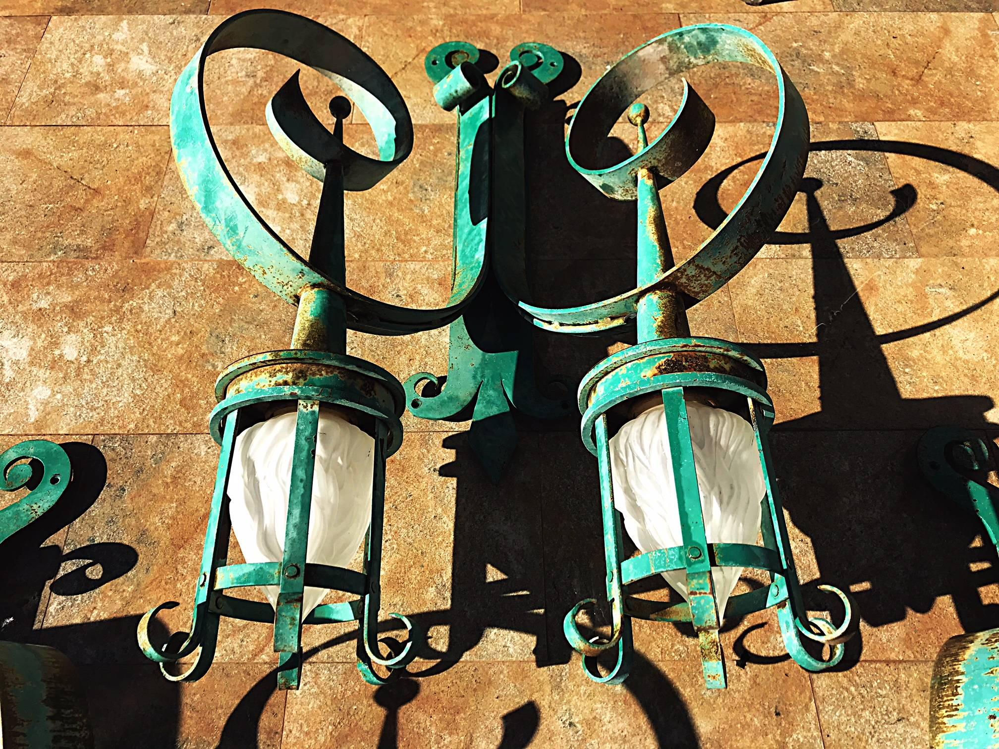 Mid-20th Century French Sconces Gilbert Poillerat 5 pcs 120 cm  For Sale
