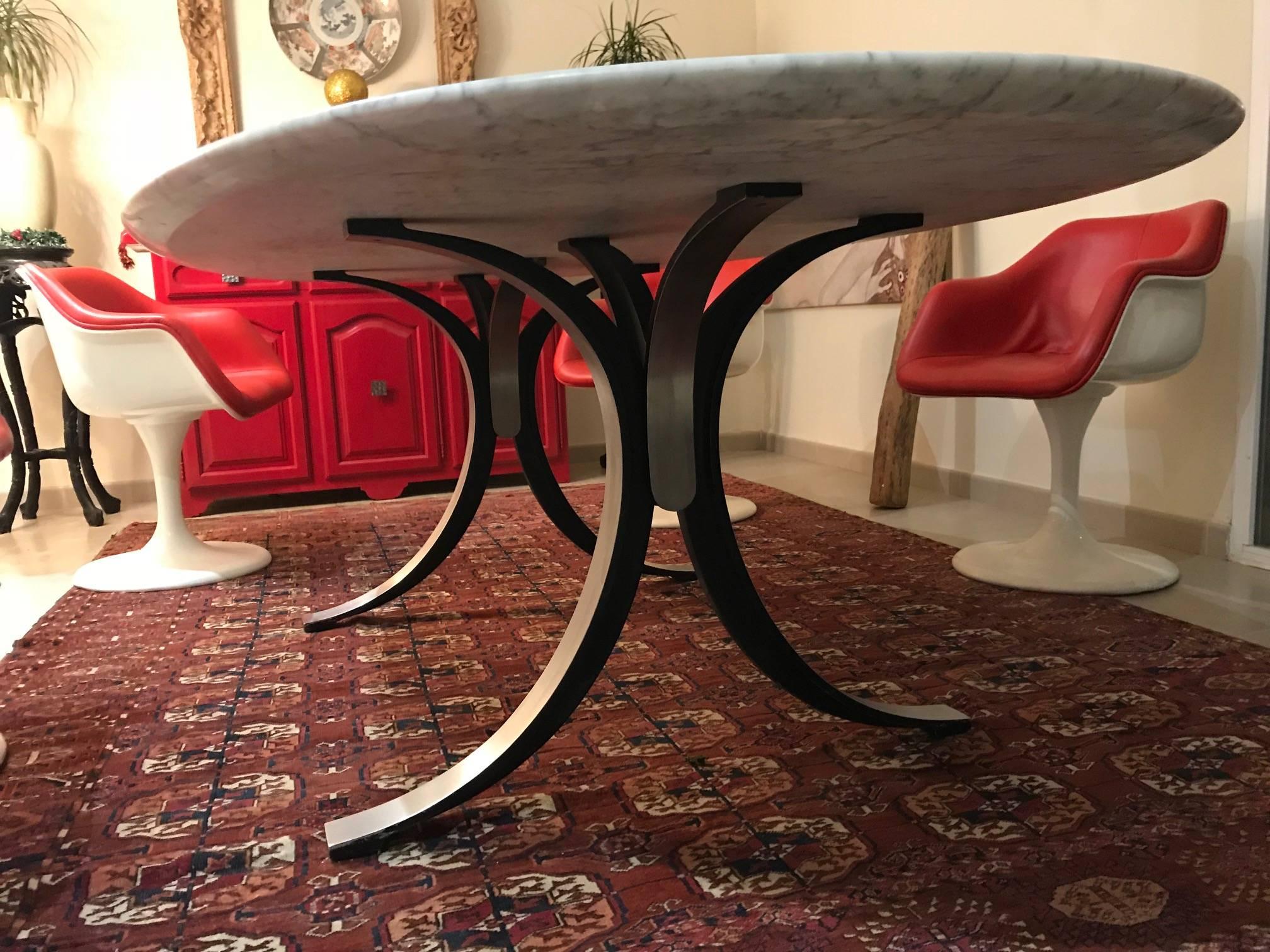 Italian Osvaldo Borsani mid-century modern Dining Table with Marble Original , 1960s For Sale