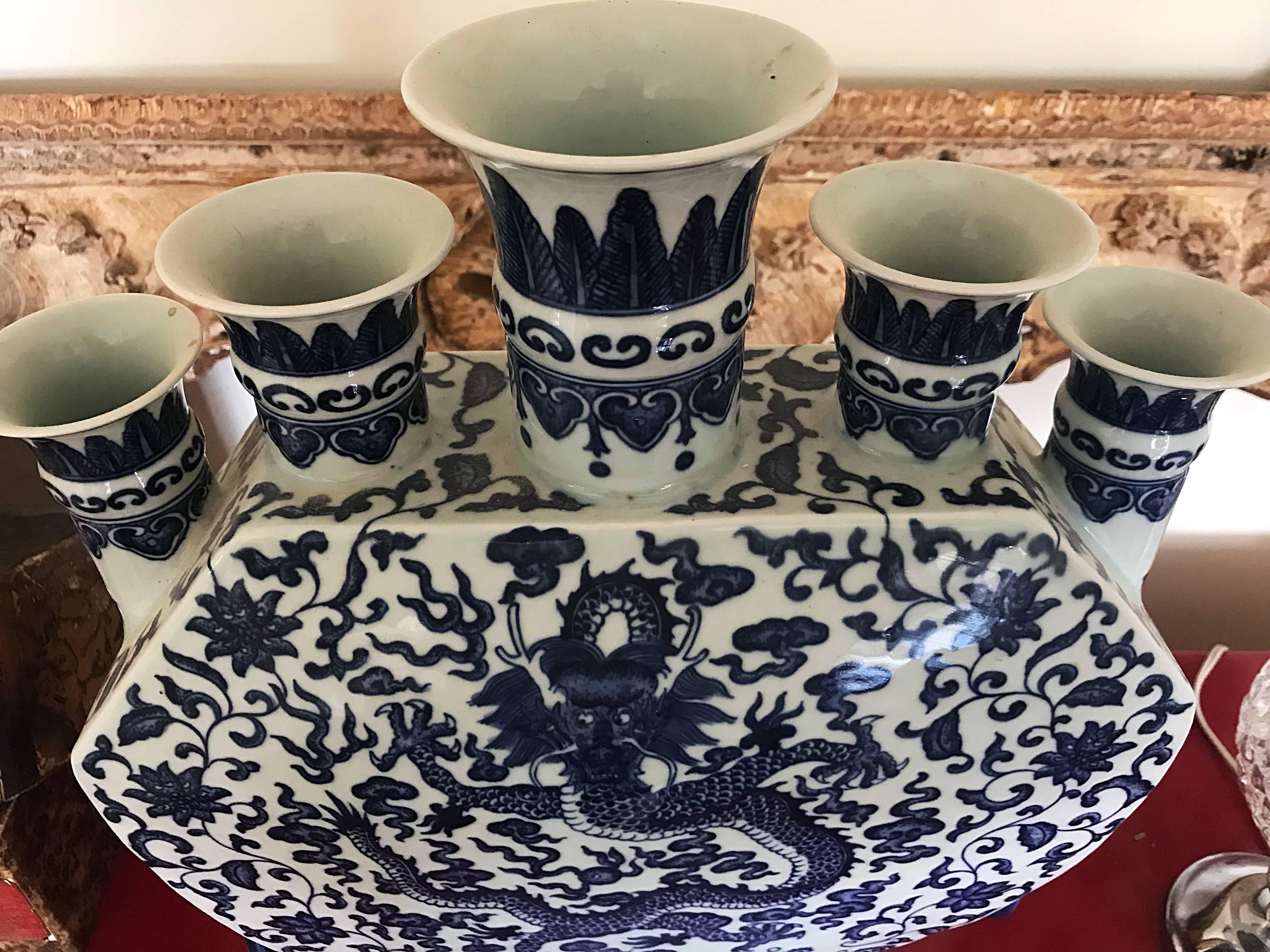 Porcelain China porcelain vase Blue and White Dragon Bud, 1960