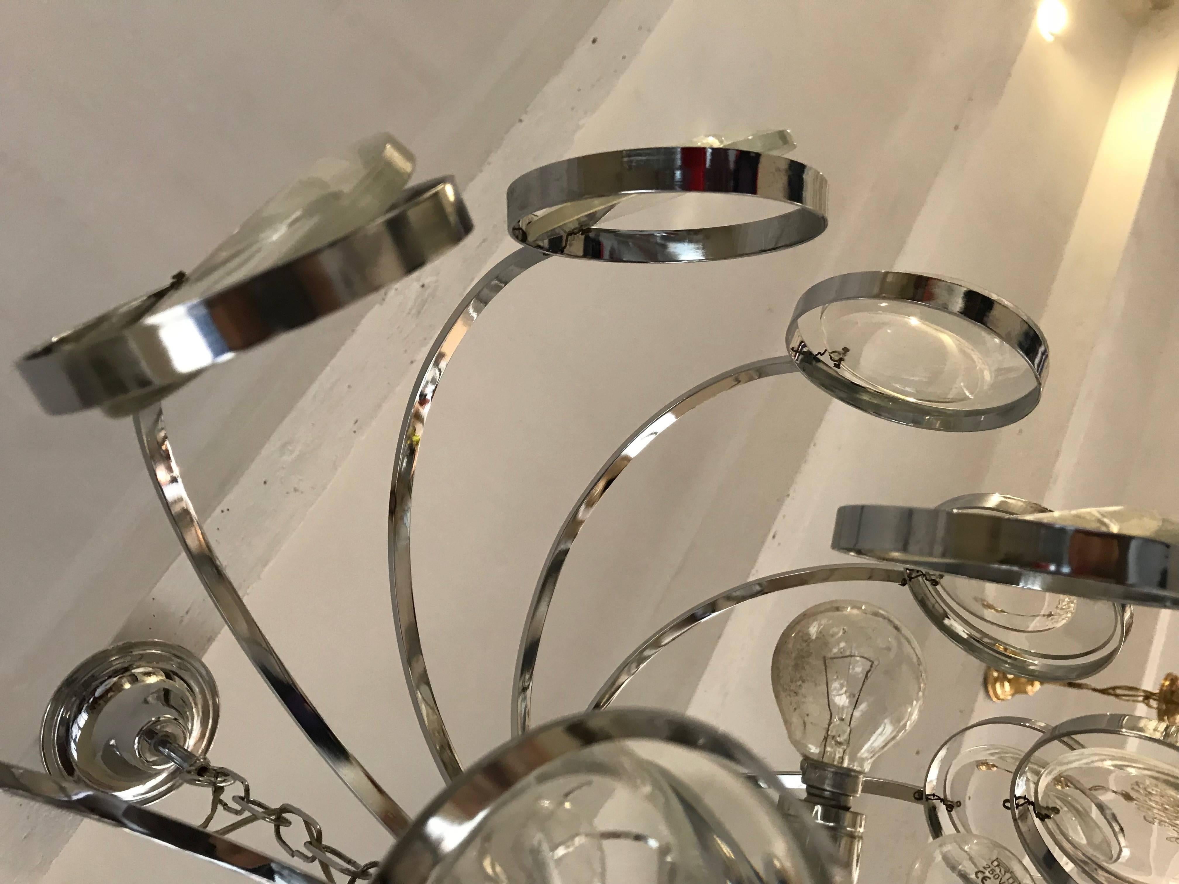 Gaetano Sciolari mid-century chandelier glass Design by Palwa, 1970s For Sale 1