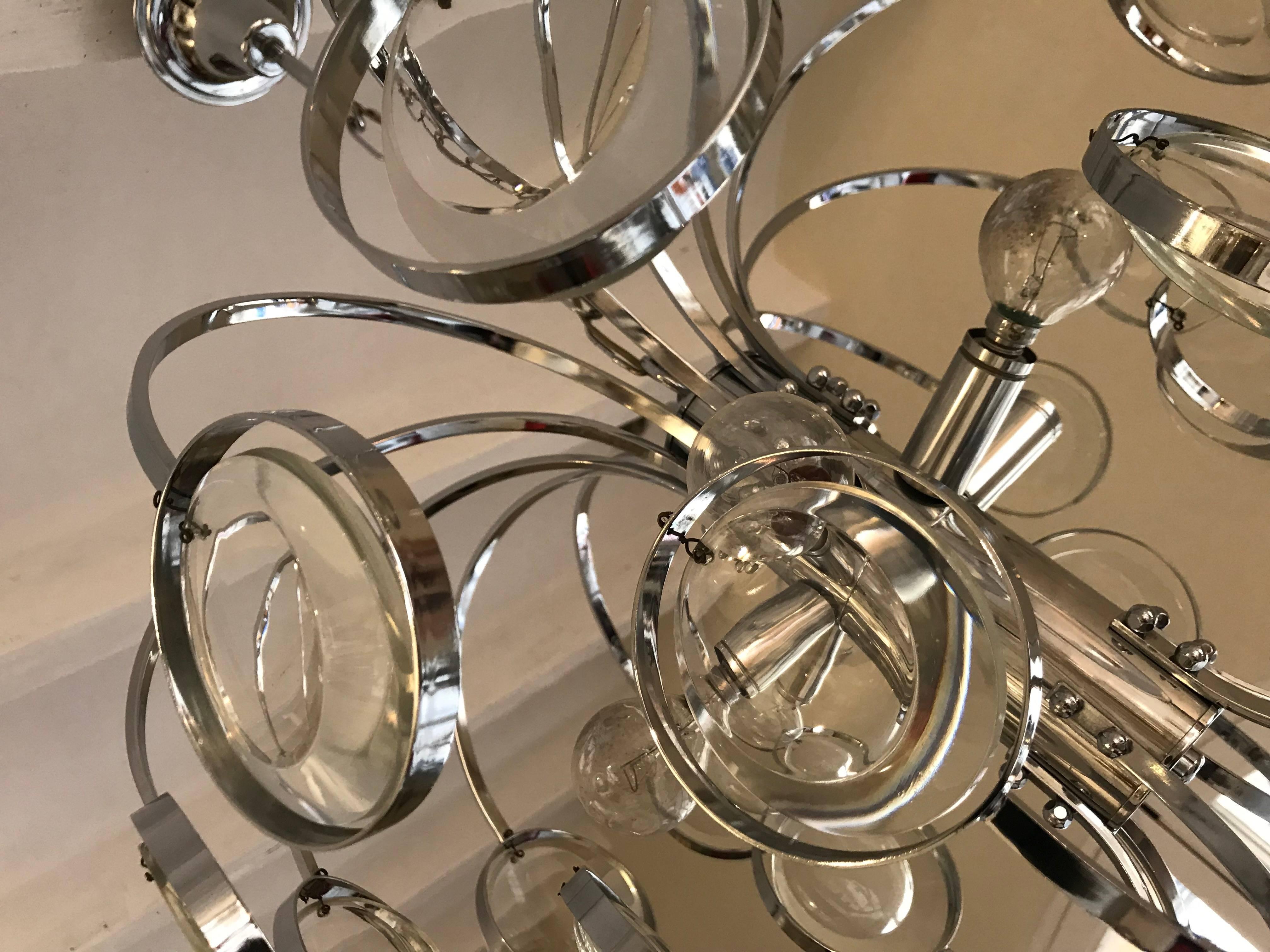 Mid-20th Century Gaetano Sciolari mid-century chandelier glass Design by Palwa, 1970s For Sale
