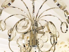Gaetano Sciolari mid-century chandelier glass Design by Palwa, 1970s