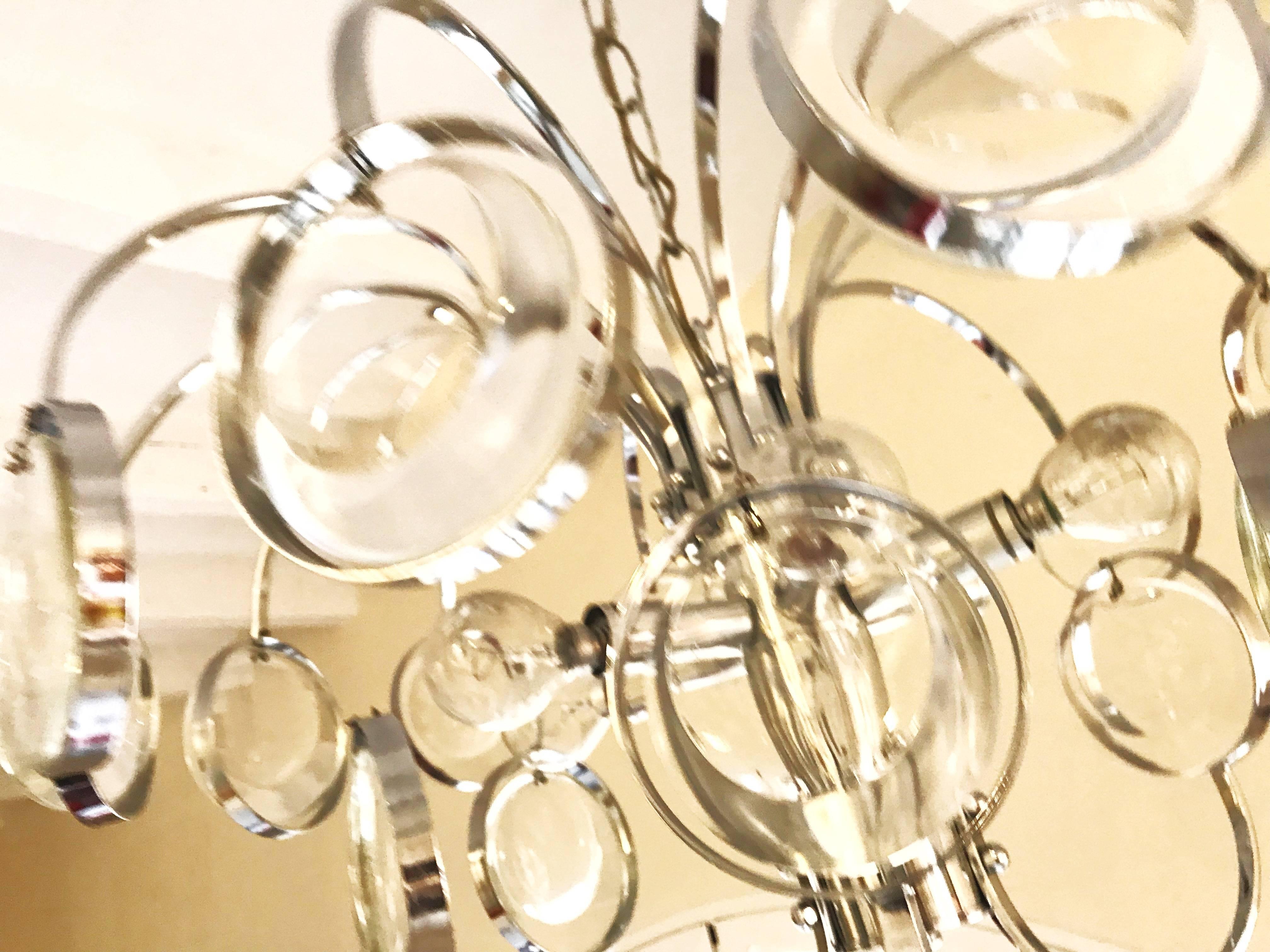 Italian Gaetano Sciolari mid-century chandelier glass Design by Palwa, 1970s For Sale