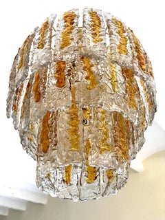 Mazzega mid-century Murano Chandelier glass clear orange Handblown , 1970