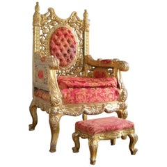 Throne 1850 Giltwood Royal Italian Provenance "Palais ..." with Expertise