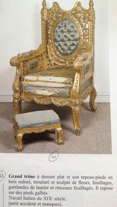 Throne 1850 Giltwood Royal Italian Provenance "Palais ..." with Expertise