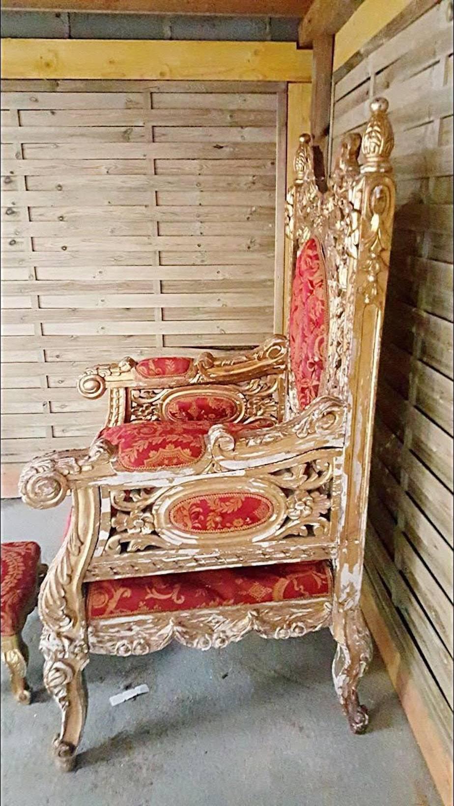 Napoleon III Throne 1850 Giltwood Royal Italian Provenance 