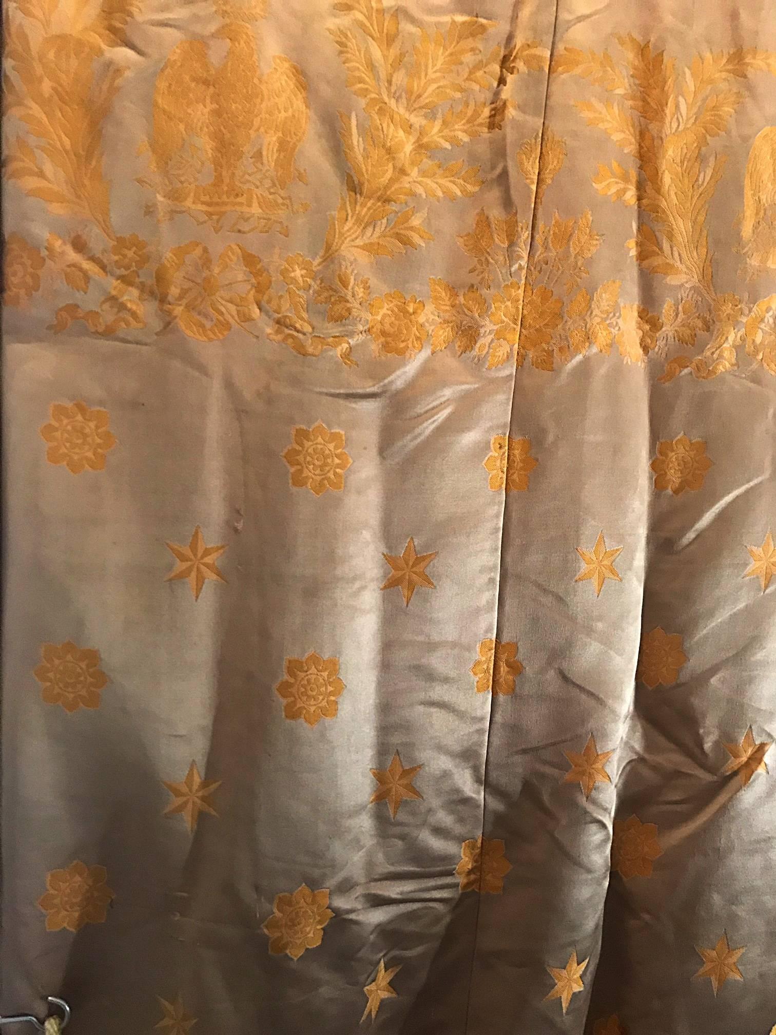 Silk Napoleon Empire 1809 Historic Palais Beauharnais Curtains his personal Bed ! For Sale