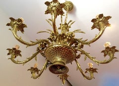 French Basket Chandelier Gilt Bronze, 1960