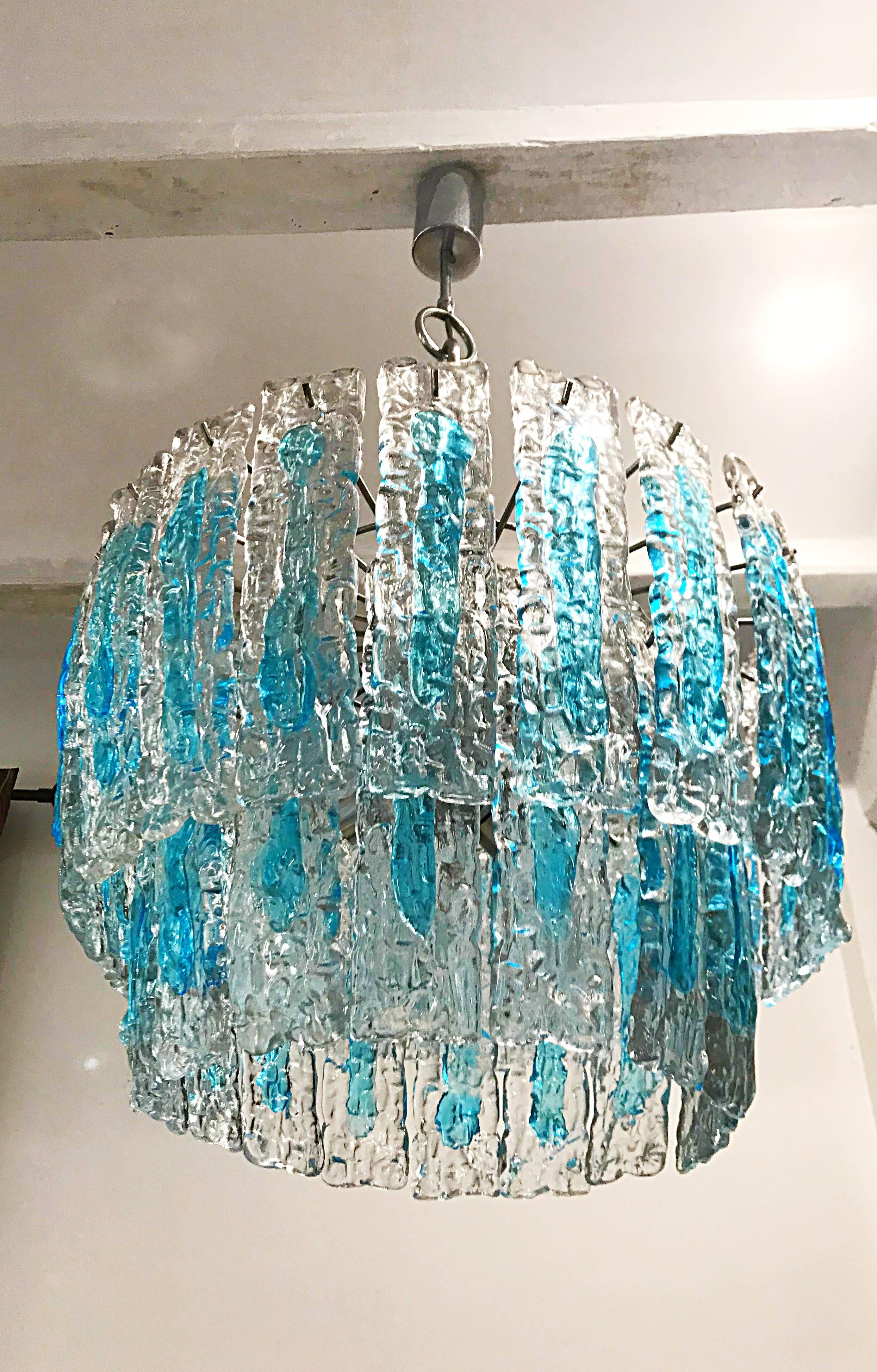 Mid-Century Modern Mazzega Murano glass handblown chandelier Italian, 1970