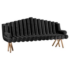 Black Velvet Sofa With Polished Brass Legs