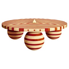 Maple & Padauk Wood Coffee Table With Brass Pyramid