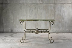 Console In Antique Brass With Marble Top
