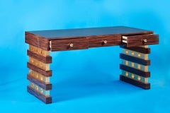 Macassar Ebony Desk With Gold Leaf And Brass Hardware