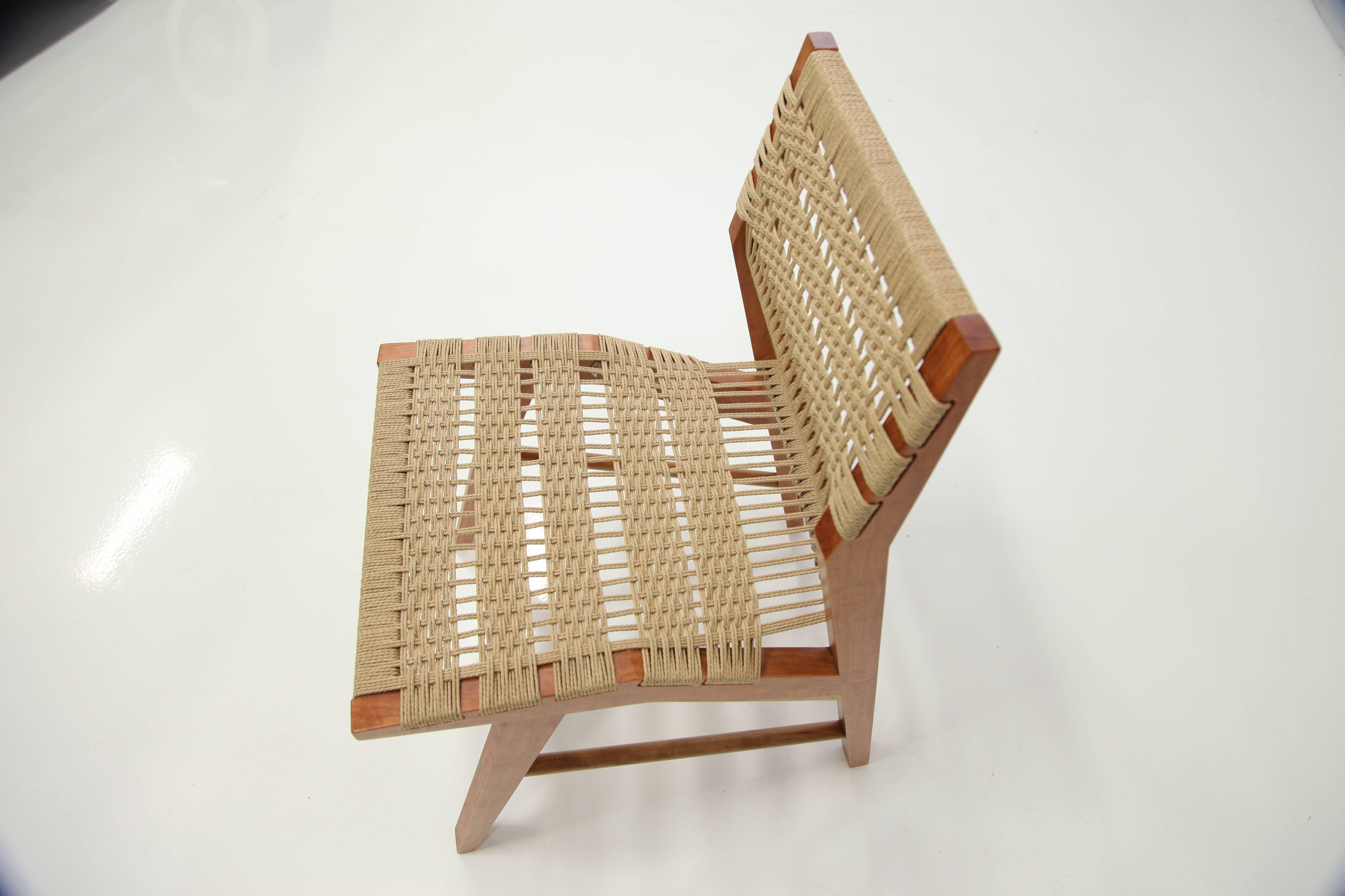 American Midcentury Modern Chair with Weaved Danish Cord by Goebel  For Sale