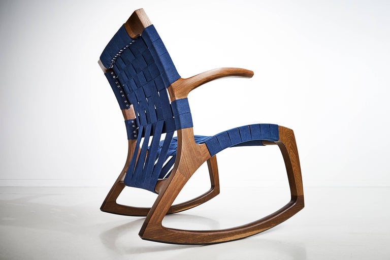 Modern Wood Luna Rocking Chair with Webbed Seat by Goebel For Sale at ...