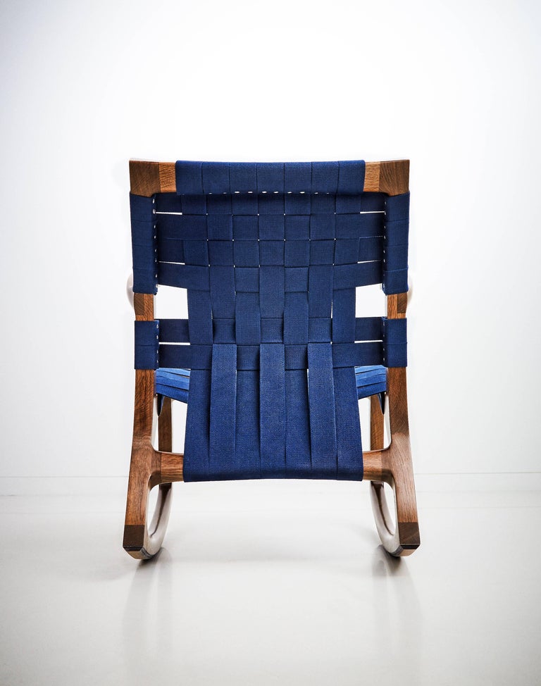 Modern Wood Luna Rocking Chair with Webbed Seat by Goebel For Sale at ...