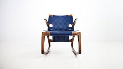 Fumed White Oak Wood Luna Rocking Chair with Webbed Seat by Goebel
