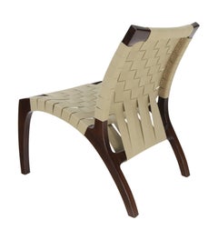 Luna Chair Handcrafted Webbed Modernist Design in White Oak Ergonomic Back