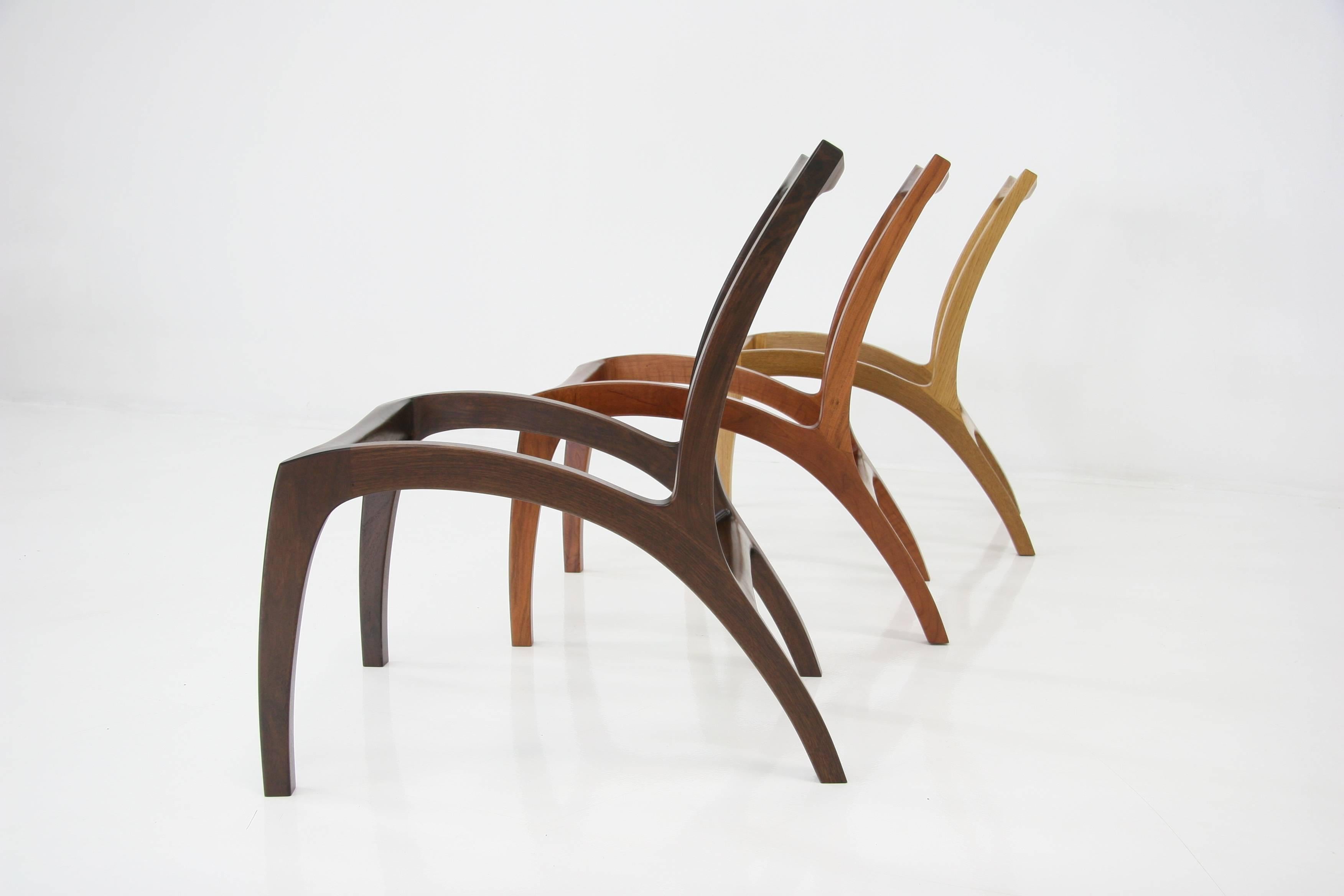 American Luna Chair Handcrafted Webbed Modernist Design in White Oak Ergonomic Back For Sale