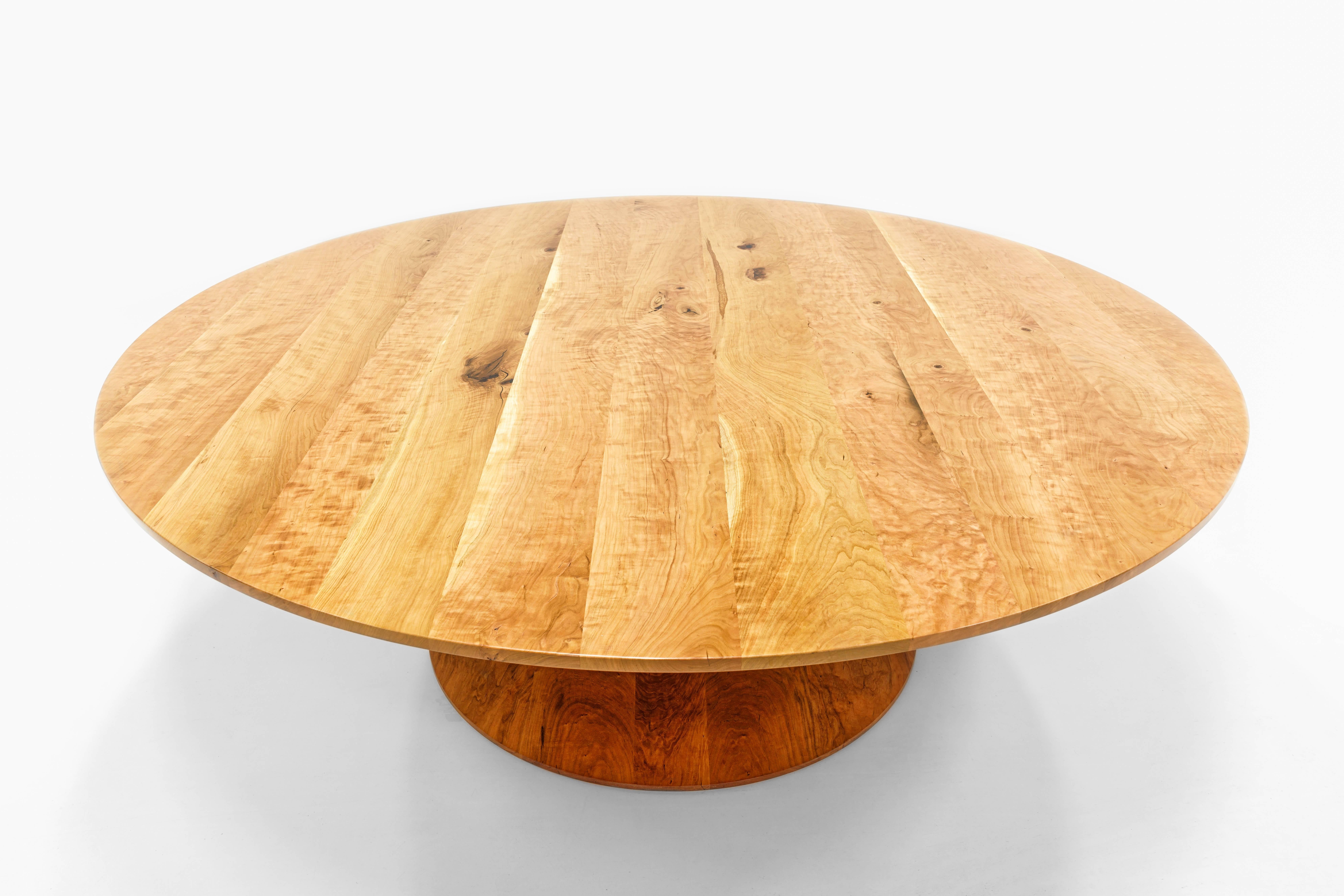 The Barolo table is a signature work by Martin Goebel and his team of craftsmen. The table shown is in cherry with an 83” diameter, but it can also be made in walnut and other hardwoods according to the desire of the client. The Barolo table evolved