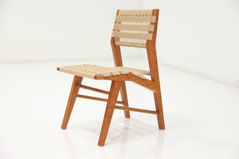The Hyde dining chair was designed by Martin Goebel in 2014. Heavily influenced by Nordic design of the early and mid-20th century, this bespoke chair uses Danish cording woven and stretched by hand by the craftsmen of Goebel and Co. Furniture.