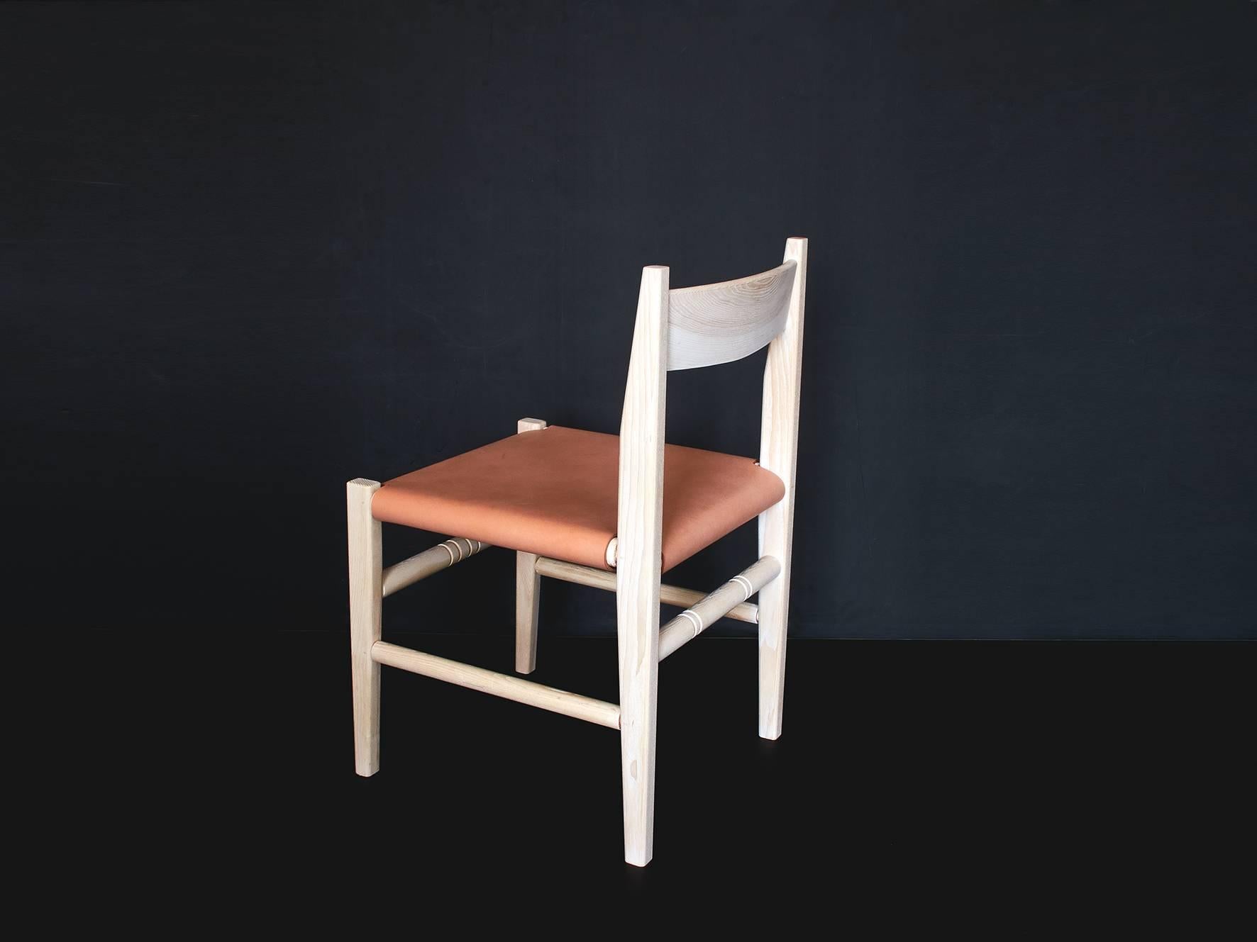 American Silo Dining Chair by Fern, Wood Chair with Wood, Leather or Hickory Bark Seat For Sale