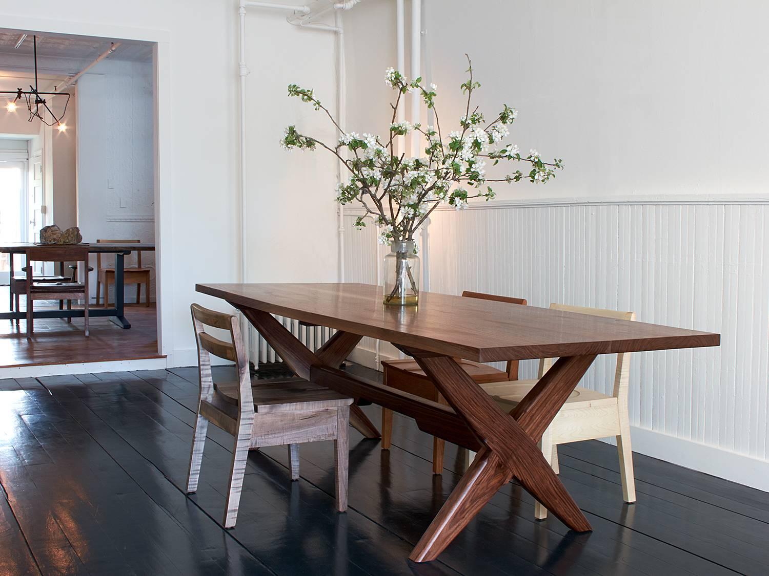 Founders Dining Table by Fern, a Modern Sawbuck Style Dining Table In New Condition For Sale In Hudson, NY