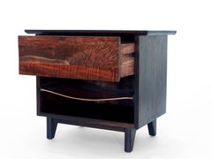 Barton Side Cabinet, Bedside Cabinet/End Table with Saddle Leather Shelf