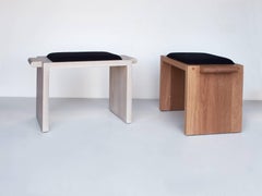 Plank Bench / Stool, Upholstered Solid Wood Bench