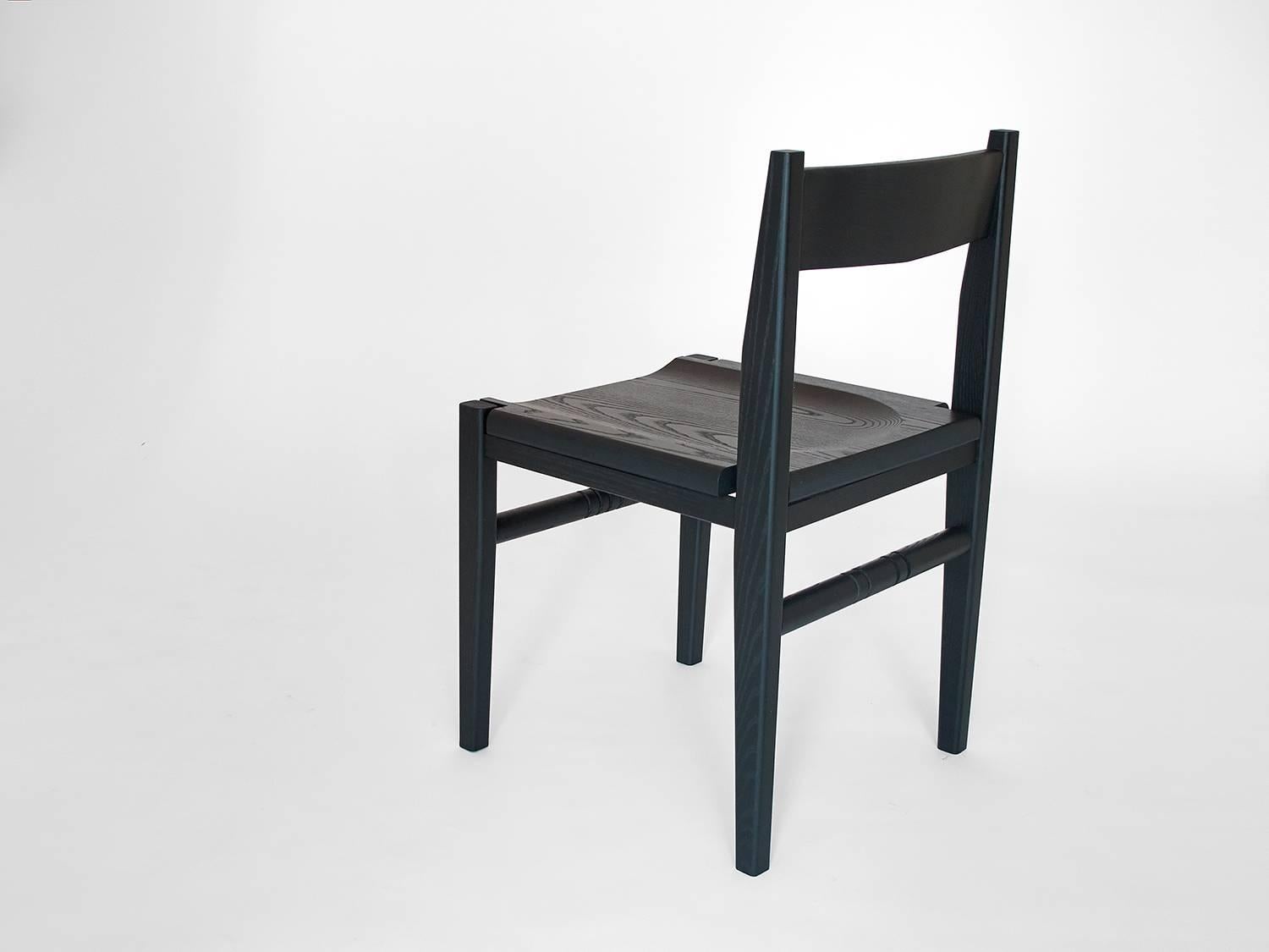 Contemporary Silo Dining Chair by Fern, Wood Chair with Wood, Leather or Hickory Bark Seat For Sale