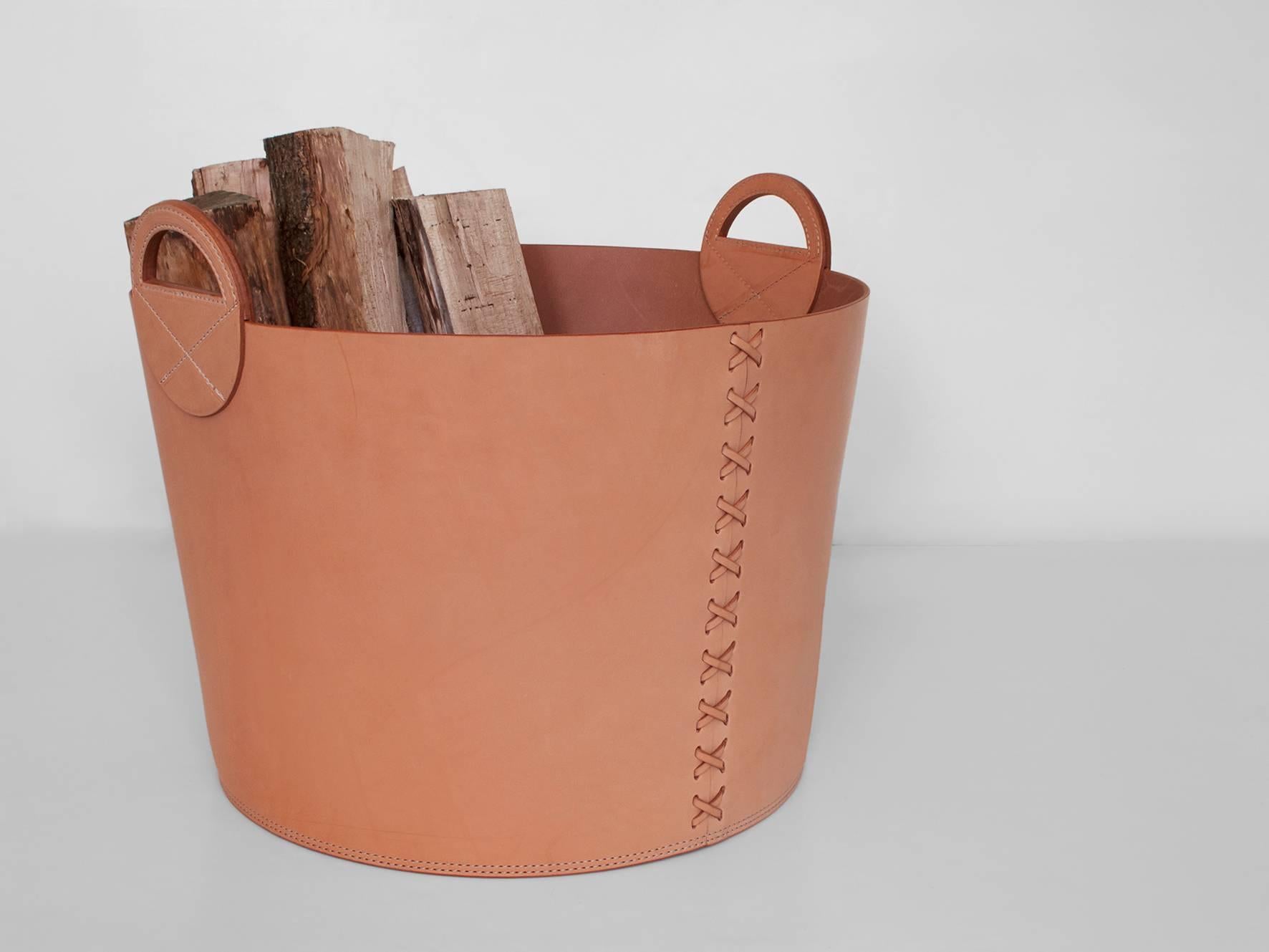 leather blanket basket