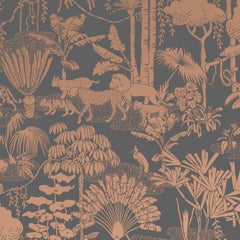 Jungle Dream Paravent bedruckte Wandteppich in Glint 'Metallic Copper on Charcoal'