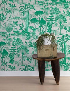 Jungle Dream Designer Wallpaper in Monteverde 'Green and White'