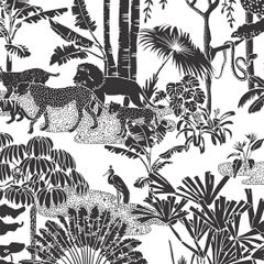 Papier peint Jungle Dream Designer en anthracite « Noir et blanc »