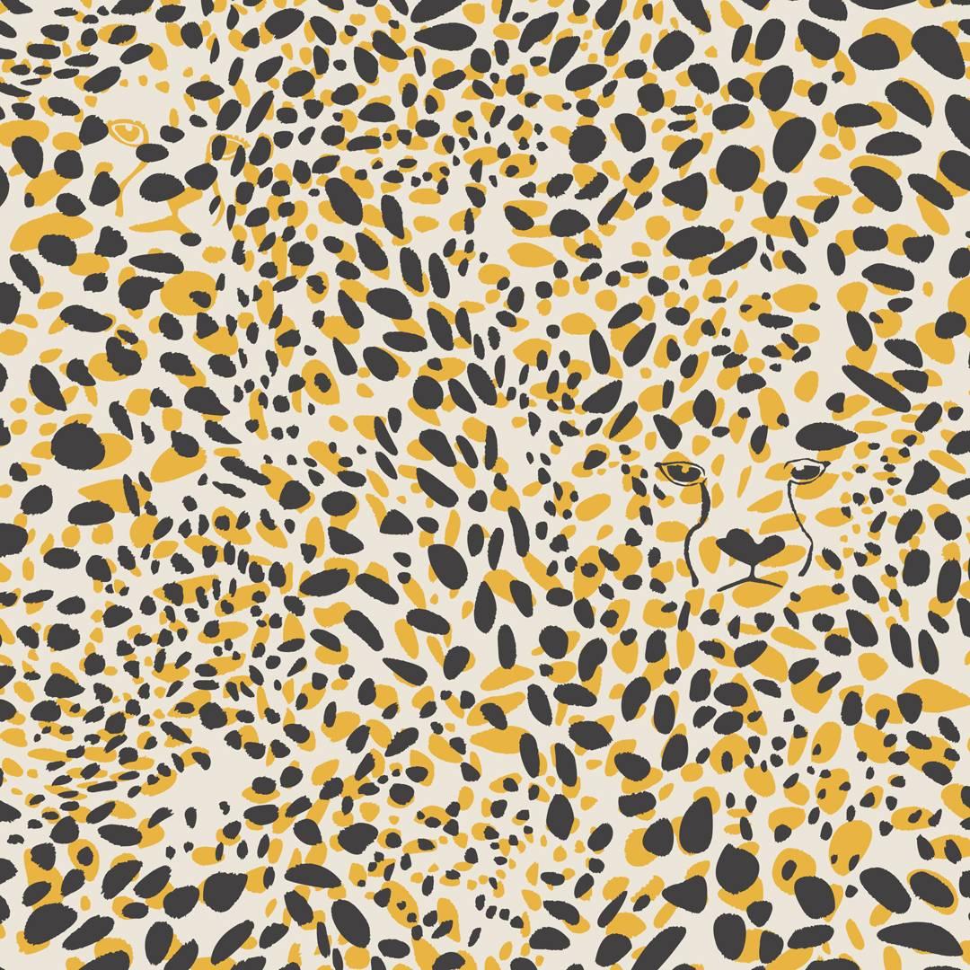 Cheetah Vision Designer Wallpaper in Color Aventura 'Yellow, Black and White' For Sale