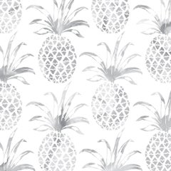 Piña Pintada Designer Wallpaper in Gull 'Grey and White'