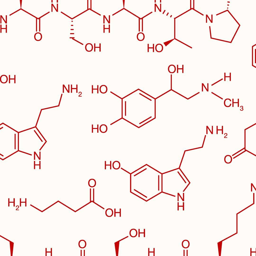 Love Molecules Designer-Tapete mit Charme „Rot auf weichem Weiß“