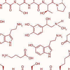 Love Molecules Designer-Tapete mit Charme „Rot auf weichem Weiß“