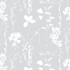 Herbario Designer Wallpaper in Dove 'White and Grey'