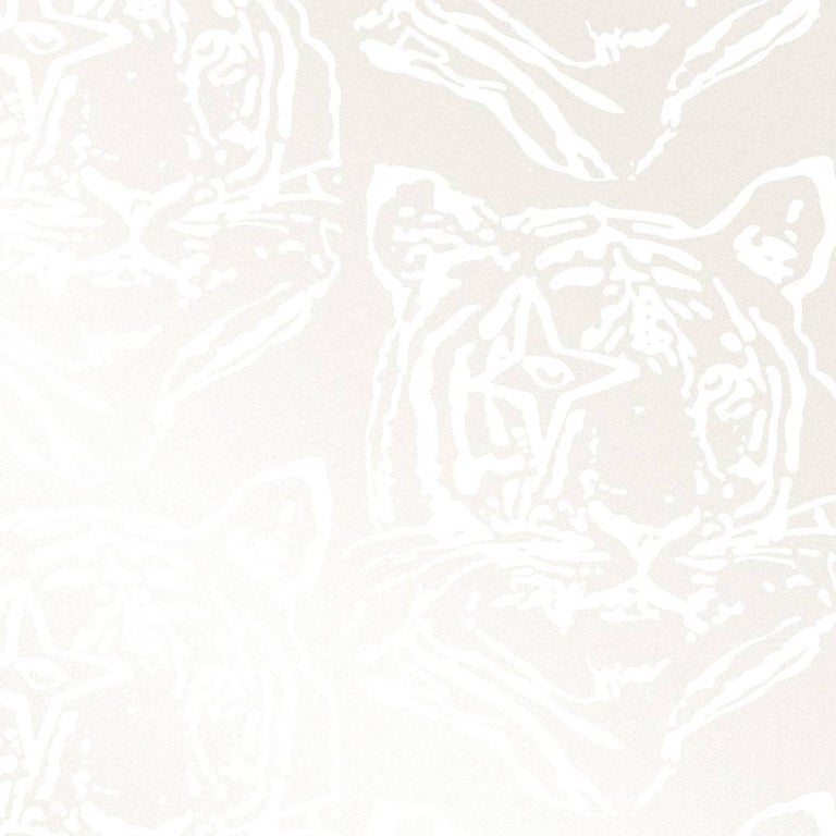 Star Tiger Designer Wallpaper In Color Oyster White On Pearlescent Star Tiger Designer Wallpaper In Color Oyster White On Pearlescent Metallic